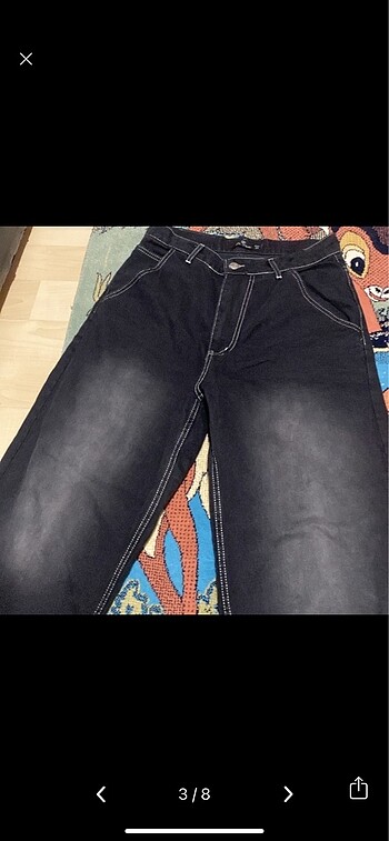 Vintage eskitme baggy jean pantolon