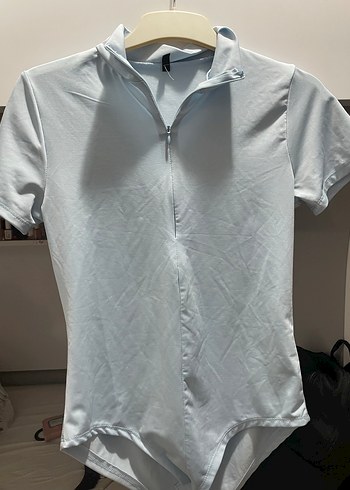 Kadın Mavi Dik Yaka Çıtçıtlı Bodu - Görsel 4