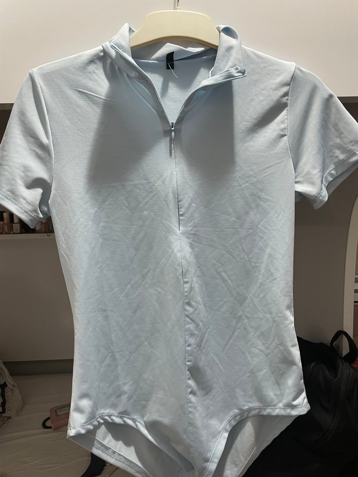 Kadın Mavi Dik Yaka Çıtçıtlı Bodu - Görsel 4