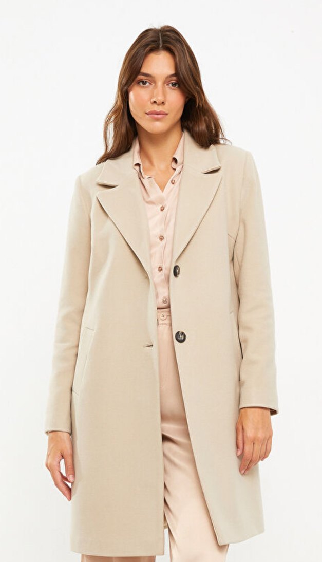 Kadın Bej Kaşe Kaban - Görsel 2