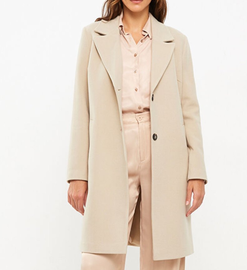 Kadın Bej Kaşe Kaban - Görsel 3