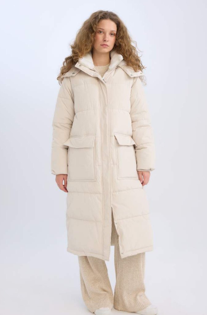 Su geçirmez Kadın Uzun Şişme Mont - Görsel 2