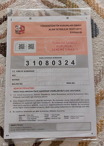 Beden 8 Tane Türkiye Geneli TYT AYT Denemesi