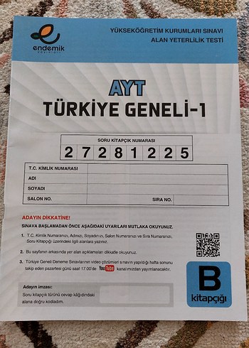 6 Tane Türkiye Geneli TYT AYT Denemesi