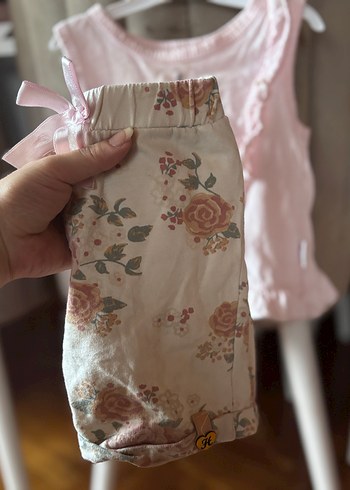 Pembe Çiçek Desenli Fırfırlı Kolsuz Bebek Kıyafeti - Görsel 3