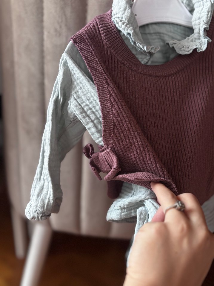 Bordo Örgü Kız Çocuk Süveter - Görsel 3
