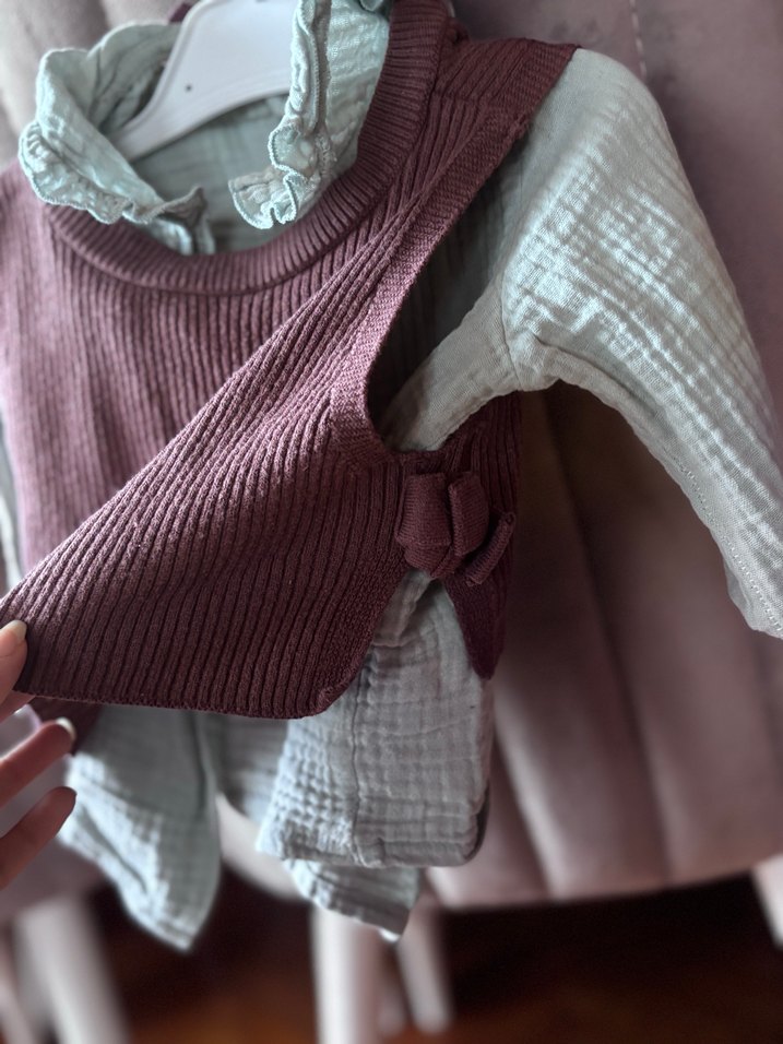 Bordo Örgü Kız Çocuk Süveter - Görsel 2