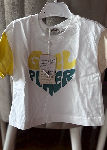 Kız Çocuk Sarı Pamuklu Tişört - Görsel 2