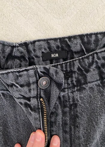 38 Beden gri Renk Gri Siyah Pilili Kadın kot Denim Pantolon