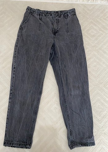 Gri Siyah Pilili Kadın kot Denim Pantolon