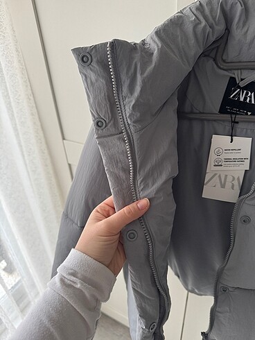 s Beden gri Renk Zara su geçirmez şişme mont