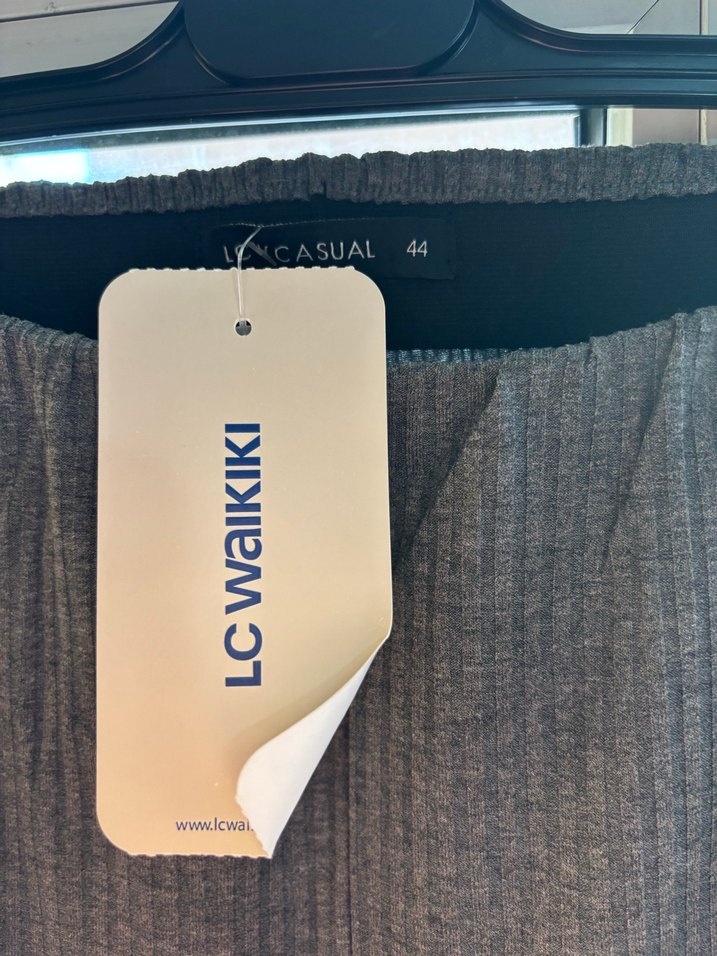 Gri Keten Piliseli Kadın Pantolon - Görsel 2