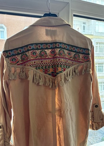 Düğmeli Nakışlı Bohem Kadın Ceket - Görsel 3