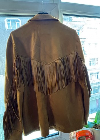 Püsküllü Kahverengi Süet Kadın Ceket - Görsel 3