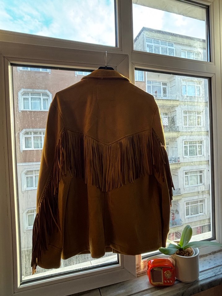 Püsküllü Kahverengi Süet Kadın Ceket - Görsel 2
