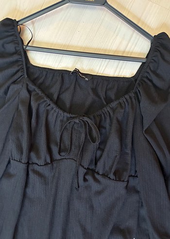 Siyah Midi Renkli Uzun Kollu Mini Elbise - Görsel 2