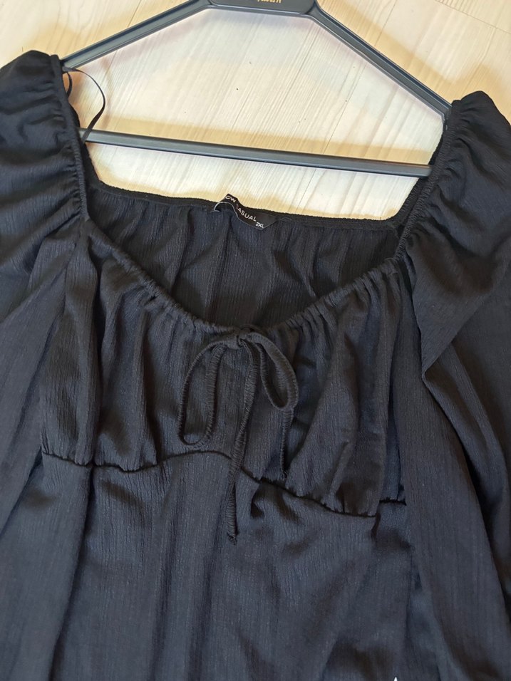 Siyah Midi Renkli Uzun Kollu Mini Elbise - Görsel 2