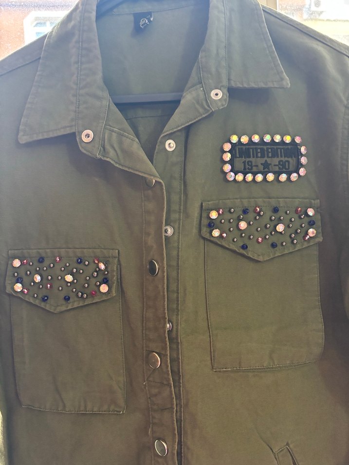 Düğmeli Kamuflaj Desenli Kadın Kot Ceket - Görsel 2