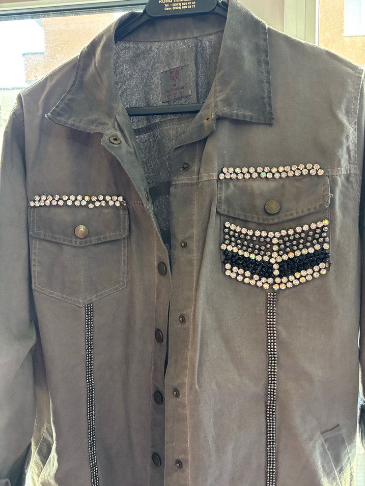 Siyah Düğmeli Kadın Denim Ceket - Görsel 2