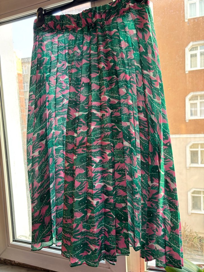 Yeşil Pilili Uzun Bohem Etek - Görsel 2