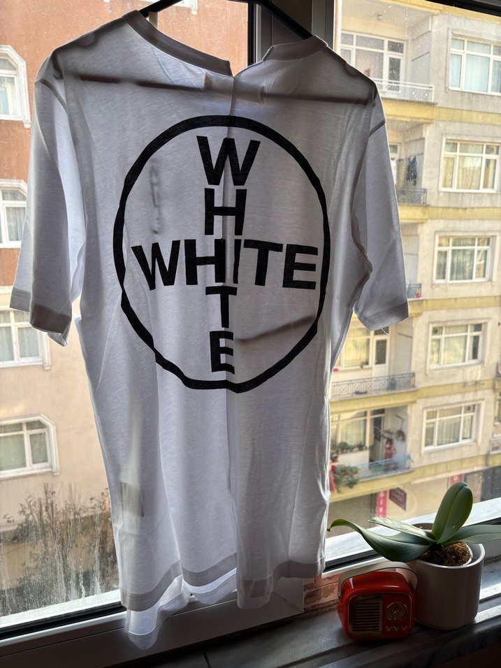 Beyaz Baskılı Pamuklu Erkek Tişört - Görsel 2