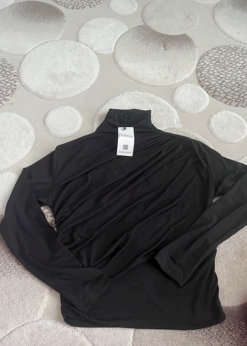 Pembe Yüksek Yakalı Uzun Kollu Bluz - Görsel 2