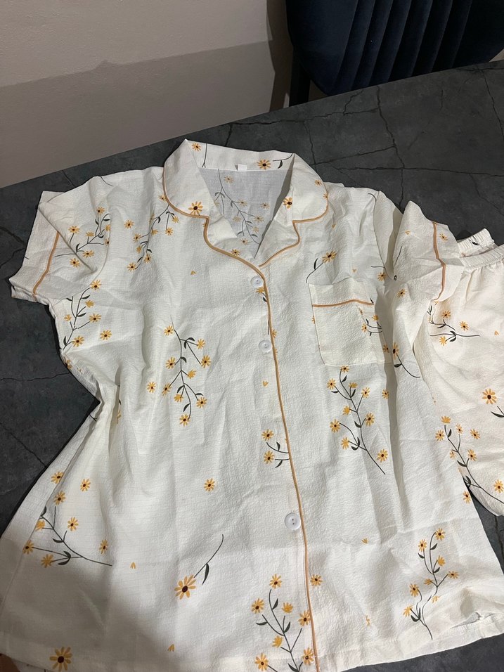 Nakışlı Beyaz Bohem Kadın Pijama Takımı - Görsel 3