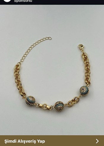 Zincir Detaylı Parlak Altın Kadın Bileklik - Görsel 2