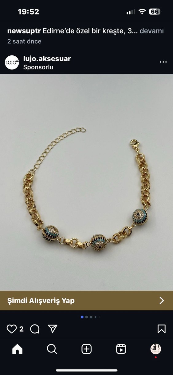 Zincir Detaylı Parlak Altın Kadın Bileklik - Görsel 2