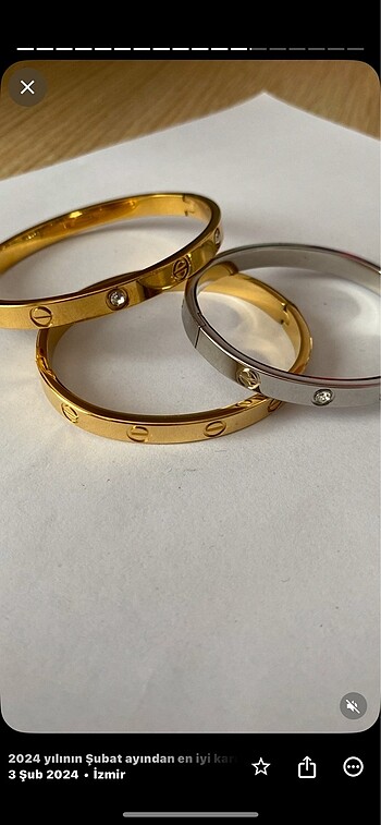Çelik cartier gold kelepçe sıfırdır...