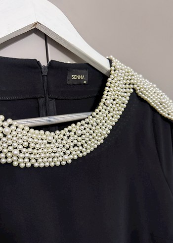 Boncuk Detaylı Siyah Uzun Kollu Tunik - Görsel 3