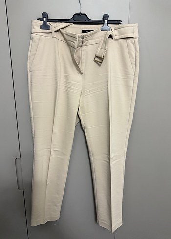 Bej Kadın Kumaş Pantolon 95 cm Bel Detaylı - Görsel 4