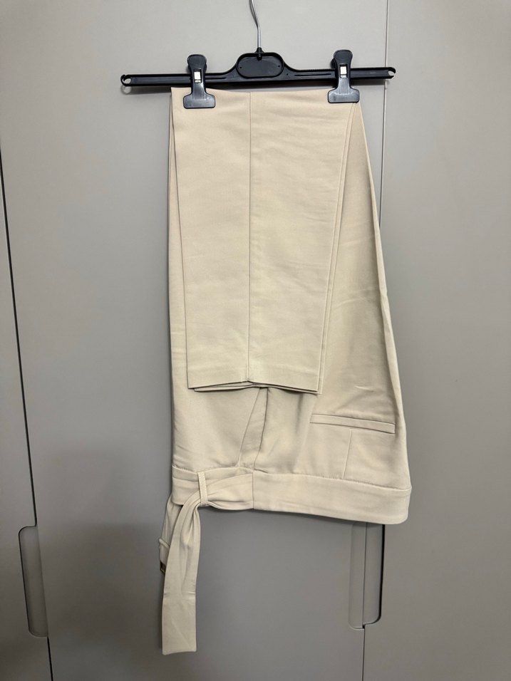 Bej Kadın Kumaş Pantolon 95 cm Bel Detaylı - Görsel 5