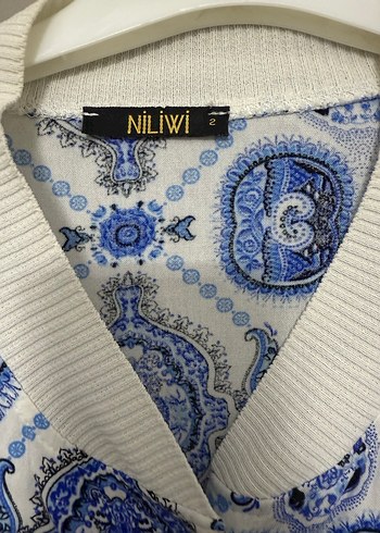 Mavi Bohem Uzun Örgü yakalı Tunik - Görsel 3