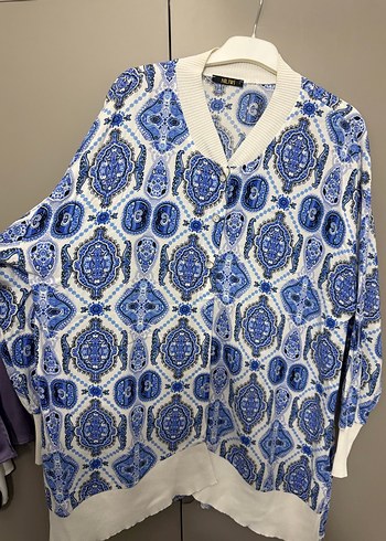 Mavi Bohem Uzun Örgü yakalı Tunik - Görsel 2