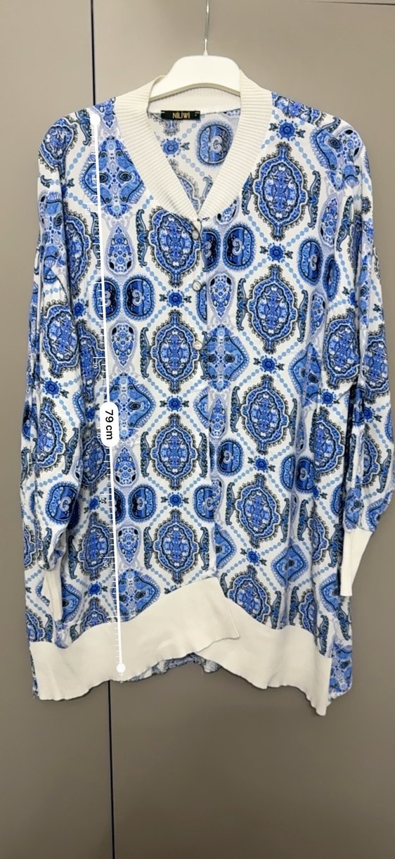 Mavi Bohem Uzun Örgü yakalı Tunik - Görsel 4