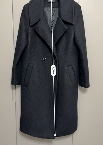 Siyah Renk Çift Düğmeli Uzun Kaban - Görsel 2