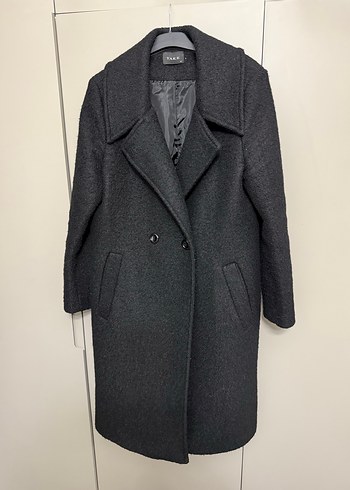 Siyah Renk Çift Düğmeli Uzun Kaban - Görsel 5