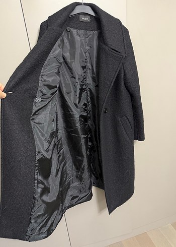 Siyah Renk Çift Düğmeli Uzun Kaban - Görsel 7