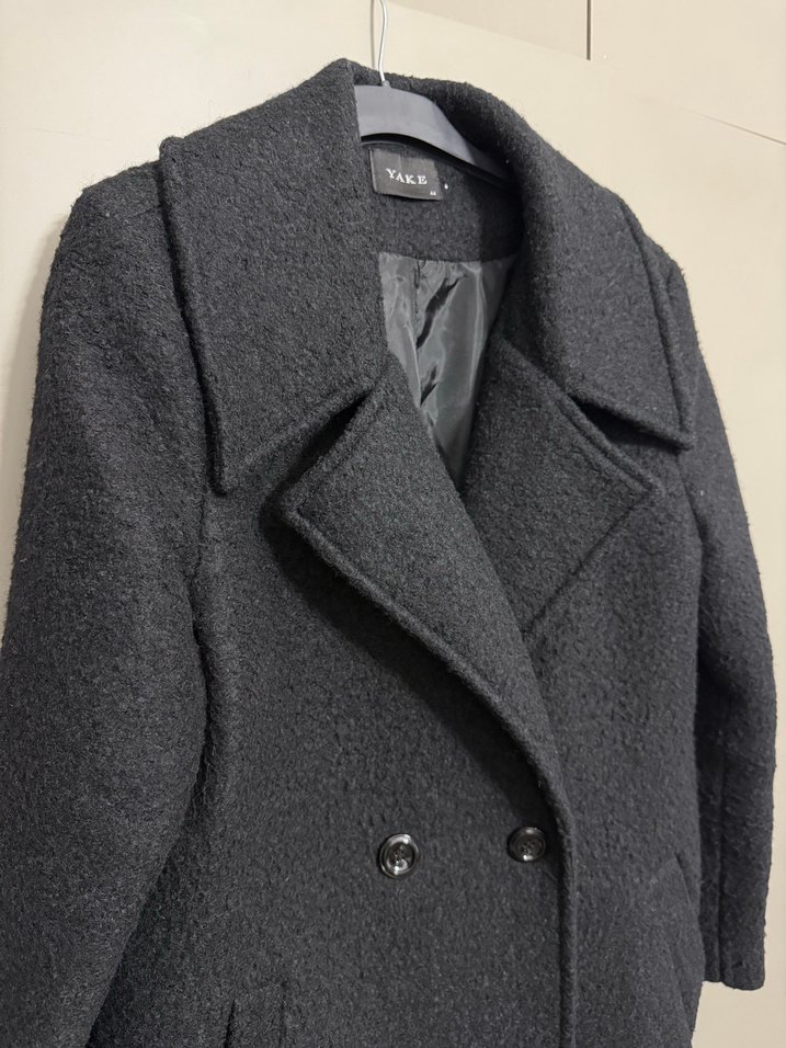 Siyah Renk Çift Düğmeli Uzun Kaban - Görsel 3