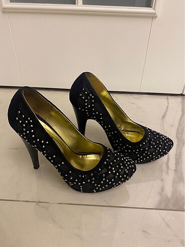 Taşlı abiye platform topuk şık ayakkabı - Görsel 3
