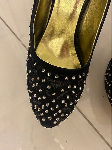 Taşlı abiye platform topuk şık ayakkabı - Görsel 5