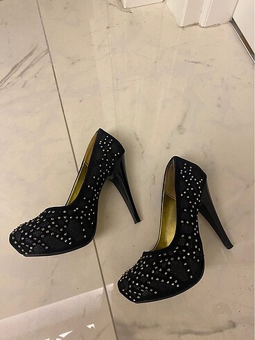 Taşlı abiye platform topuk şık ayakkabı - Görsel 4