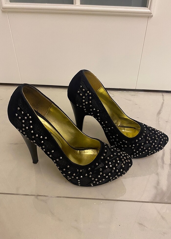 Taşlı abiye platform topuk şık ayakkabı - Görsel 3