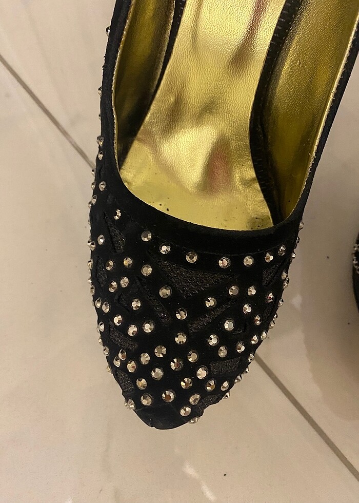 Taşlı abiye platform topuk şık ayakkabı - Görsel 5