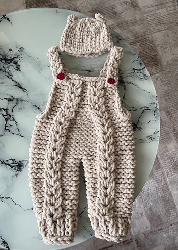 Bej Örgü bebek seti - Görsel 2