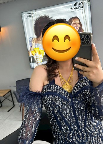 Parlak full taş mavi Desenli Uzun Kadın Abiye 60 kiloda giyildi - Görsel 2