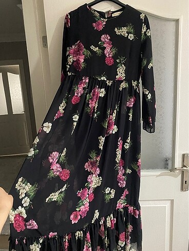xl Beden Çiçekli şifon elbise