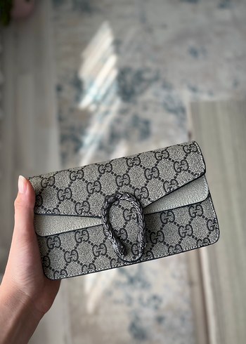 Gucci Gri Deri Yılan Desenli Tokalı Kadın Çanta - Görsel 2