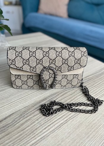 Gucci Gri Deri Yılan Desenli Tokalı Kadın Çanta - Görsel 5